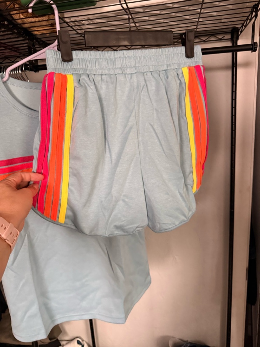 2 Light Blue Retro Stripe Lounge Set - Picture 7 of 8